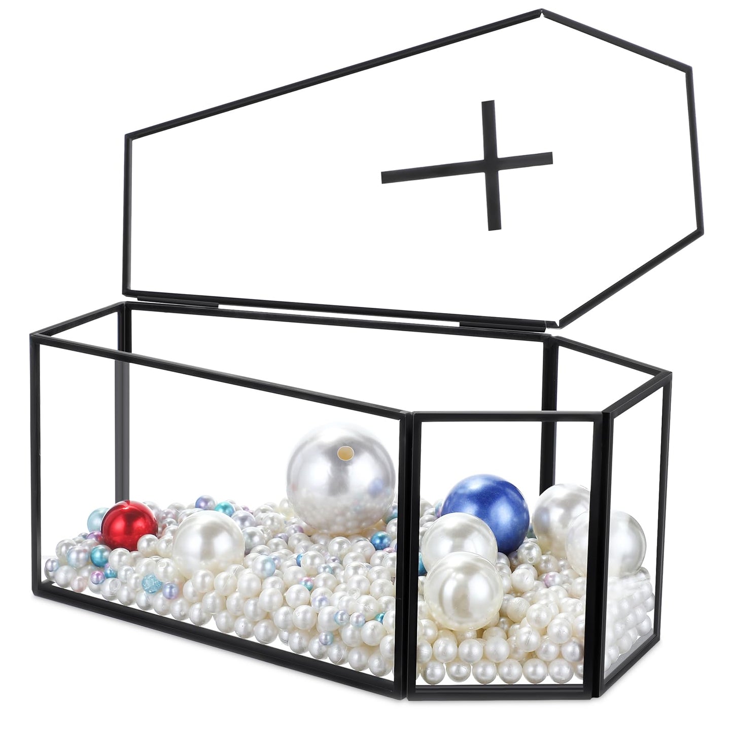 Sasylvia 2 Pcs Glass Coffin Box Coffin Jewelry Box Coffins Terrarium Gothic Jewelry Boxes with Lid Coffins Decoration for Party