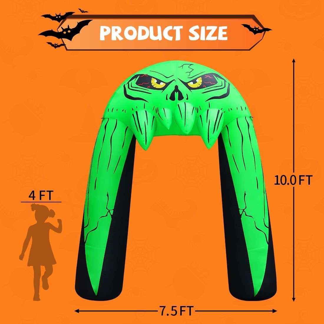 COMIN 10 FT Halloween Inflatables Archway Outdoor Decorations Blow Up Yard Monster Mouth Archway with Built-in LEDs for Indoor Party Garden Lawn Decor