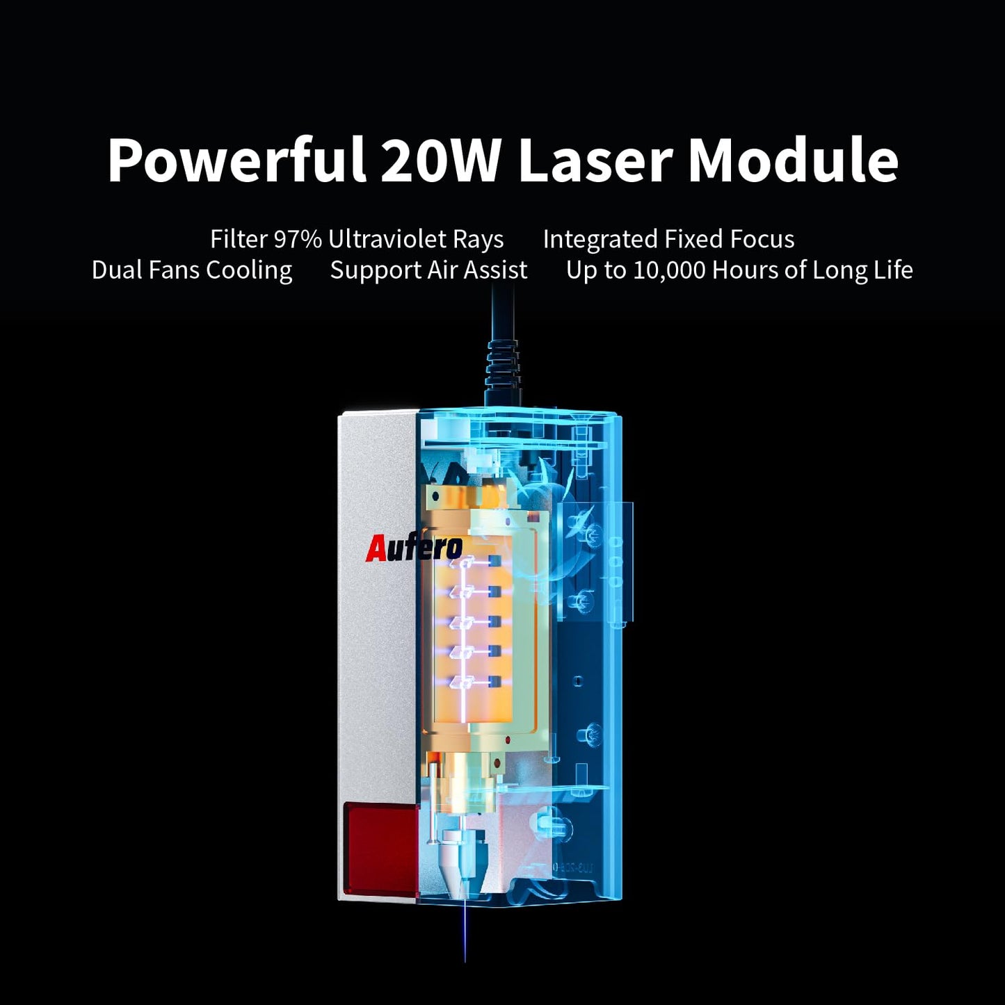 Aufero Laser Engraver 20000mW Laser Cutter Machine with 40L Air Assist Large Working Area Laser Engraver Machine for Wood, Metal, Acrylic,Leather Wood Laser Engraver with APP Control