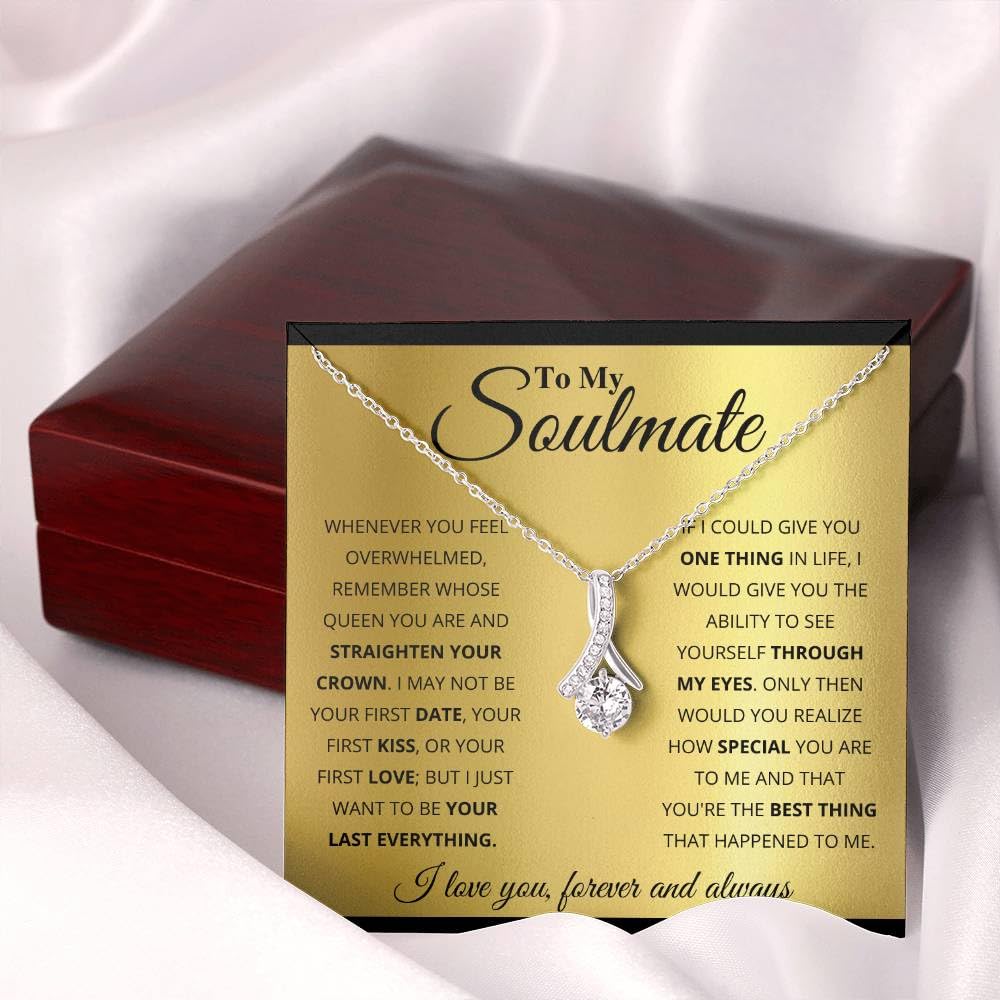 Birthday Gifts for Wife from Husband | Soulmate Necklace with Heartfelt Message Card & Gift Box | Anniversary, Birthday, Christmas or Valentine’s Day Gift for Girlfriend, Fiancée, or Future Wife