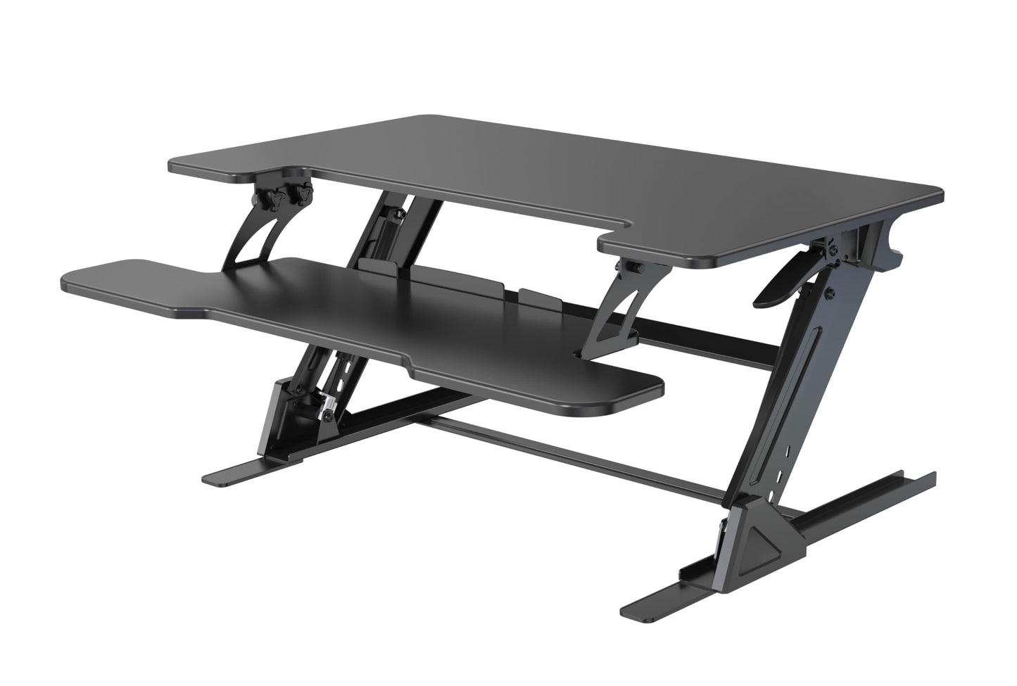NSY Audio Standing Desk Converter 32 x 24 Inches - Height Adjustable Sit to Stand Riser with Keyboard Tray, Ergonomic Workstation for Home Office, Black