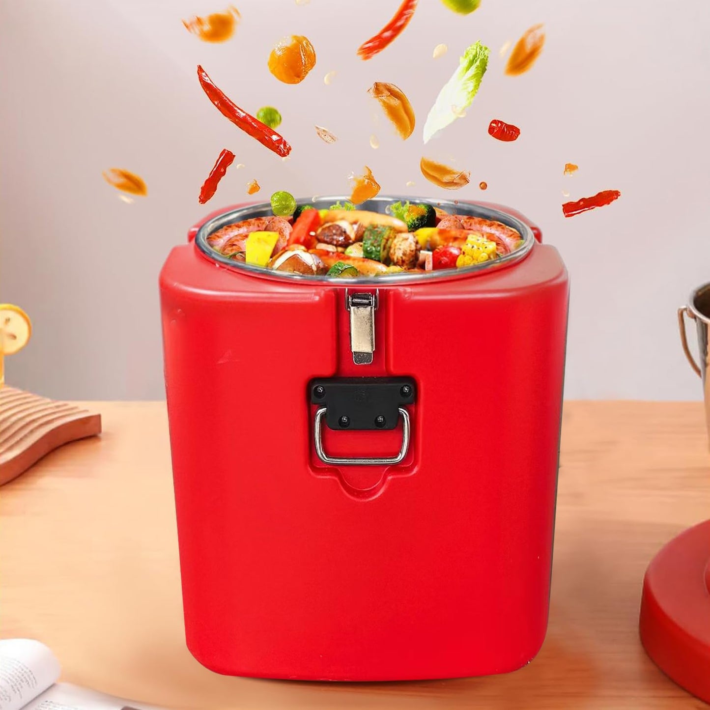 Insulated Soup Container Commercial Food Warmer for Hot or Cold Food,13.2 Gallon Hot Box for Catering, Food Cooler with 4 Buckles, Handles,Soup Carrier for Restaurant, Canteen, Home