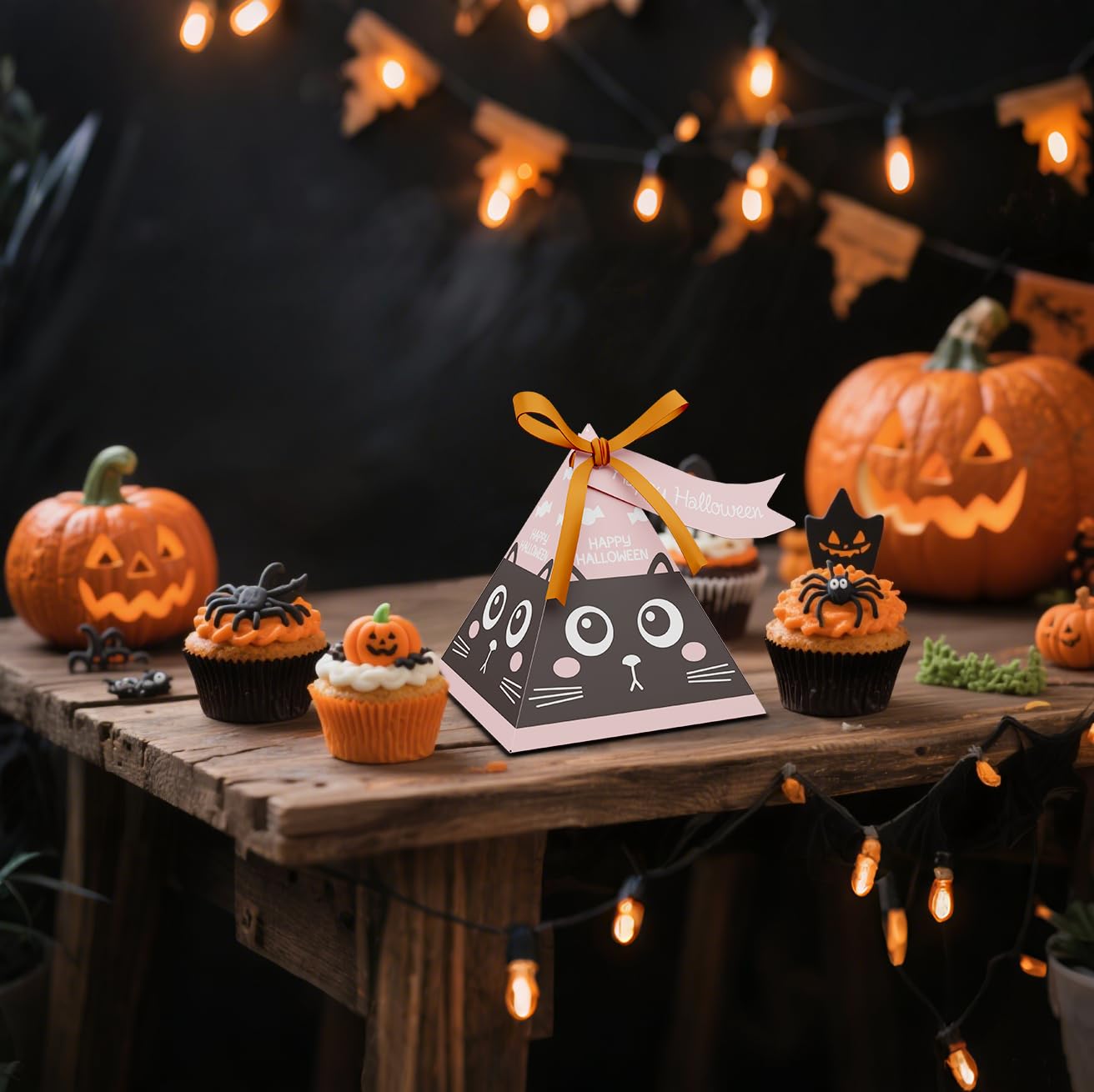 Giphtkom 24PCS Cute Halloween Candy Boxes for Trick or Treat, Enlarge Design Snacks Goodie Boxes, 4 of Cute Pumpkin Ghost Zombie and Cat Patterns for Kids Halloween Party Favor Supplies