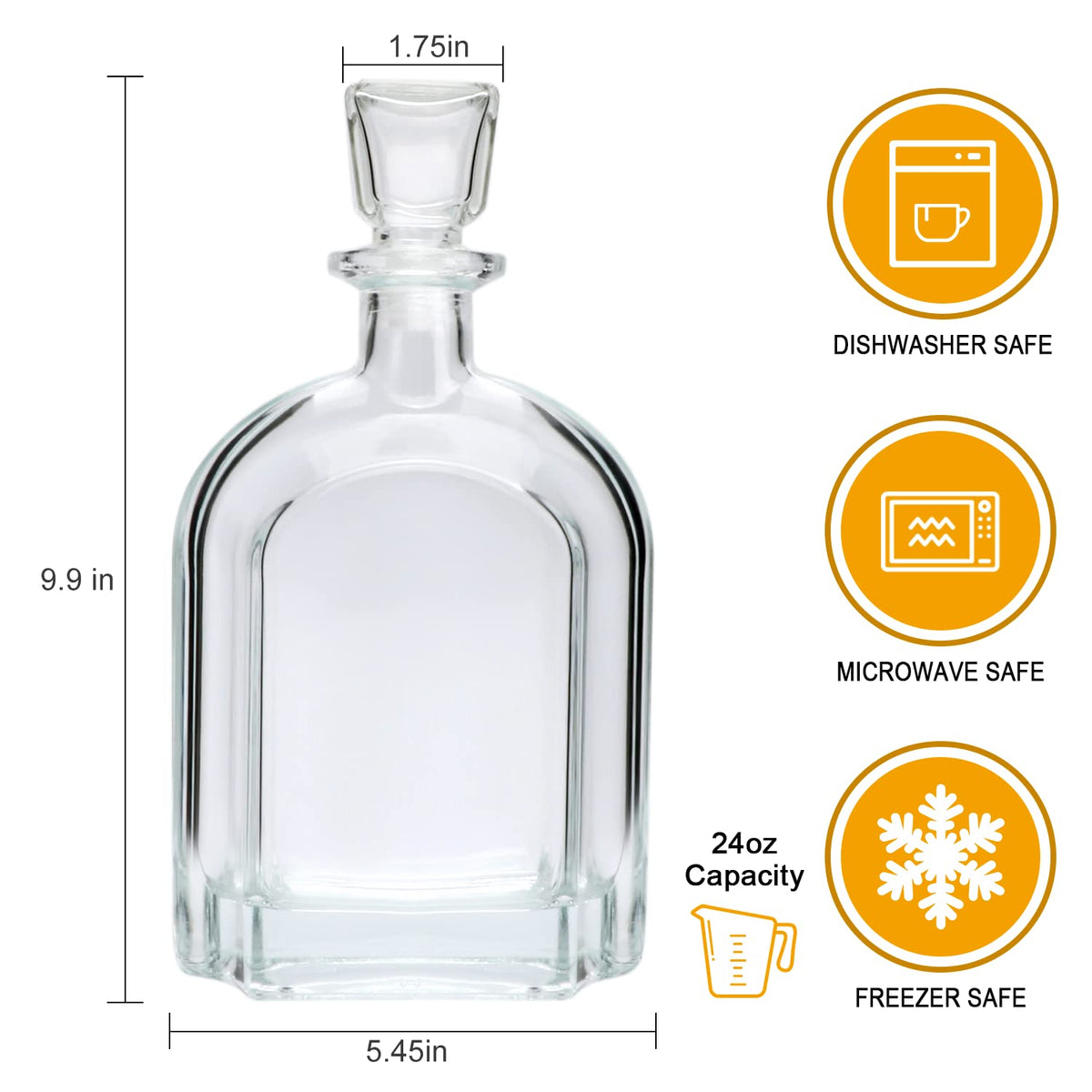 Salzesfalls Whiskey Decanter with Glass Stopper-Whiskey Glass Bottle with Airtight Geometric Stopper for Wine, Bourbon, Brandy, Liquor, Tequila, Liquor Decanter for Men.（2 Pack）