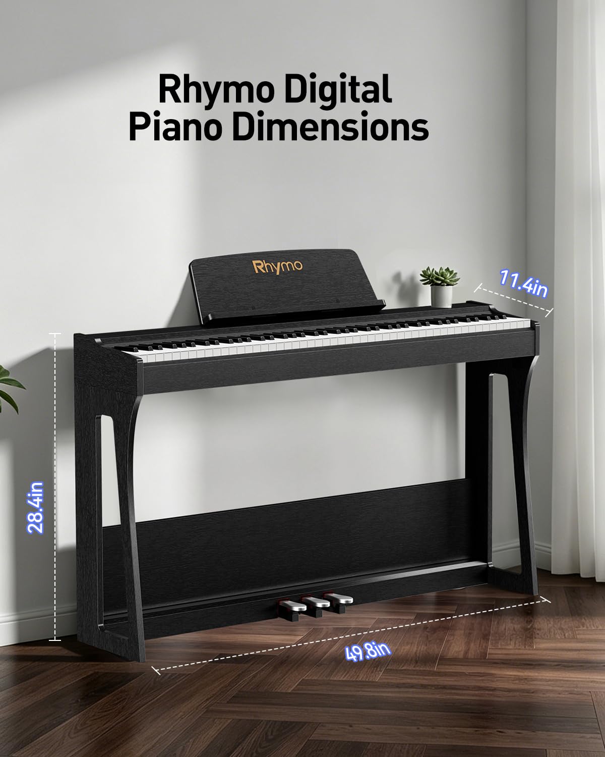 Rhymo 88 Keys Weighted Keyboard Piano, Full Size Hammer Action Digital Piano with Speakers, Wooden Upright Digital Piano, Electronic Piano Keyboard with Furniture Stand Suitable for Beginners