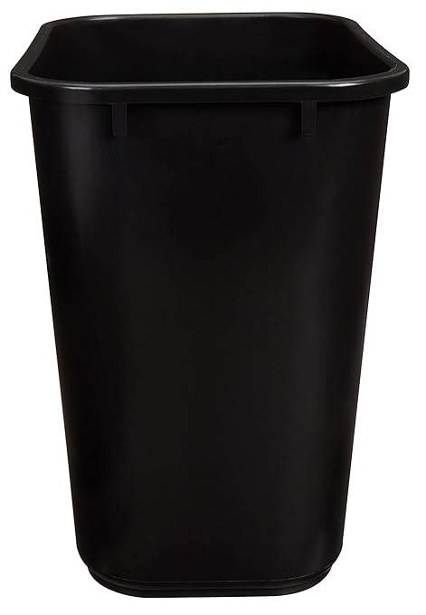 Amazon Basics Trash Can, Rectangular Commercial Office Wastebasket, 7 Gallon (Pack of 6), Black