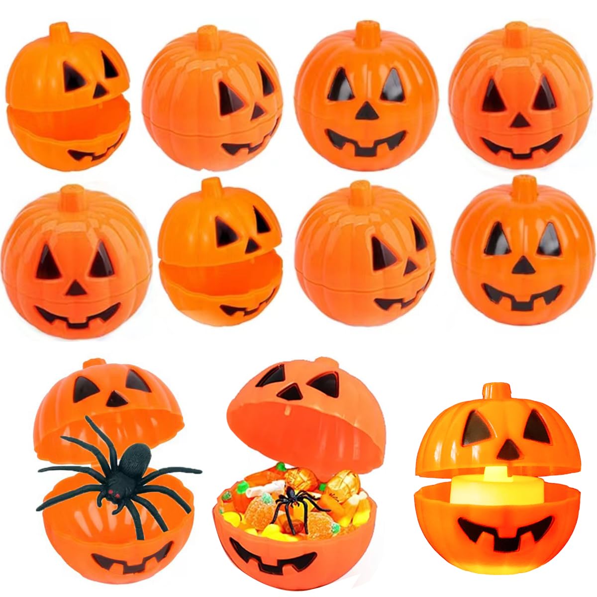 Ncozwo Halloween Plastic Pumpkin Storage Mini Fillable Pumpkin Container Candy Holder Containers for Halloween Thanksgiving Day Mini Gift Holder Props（12 Pcs）