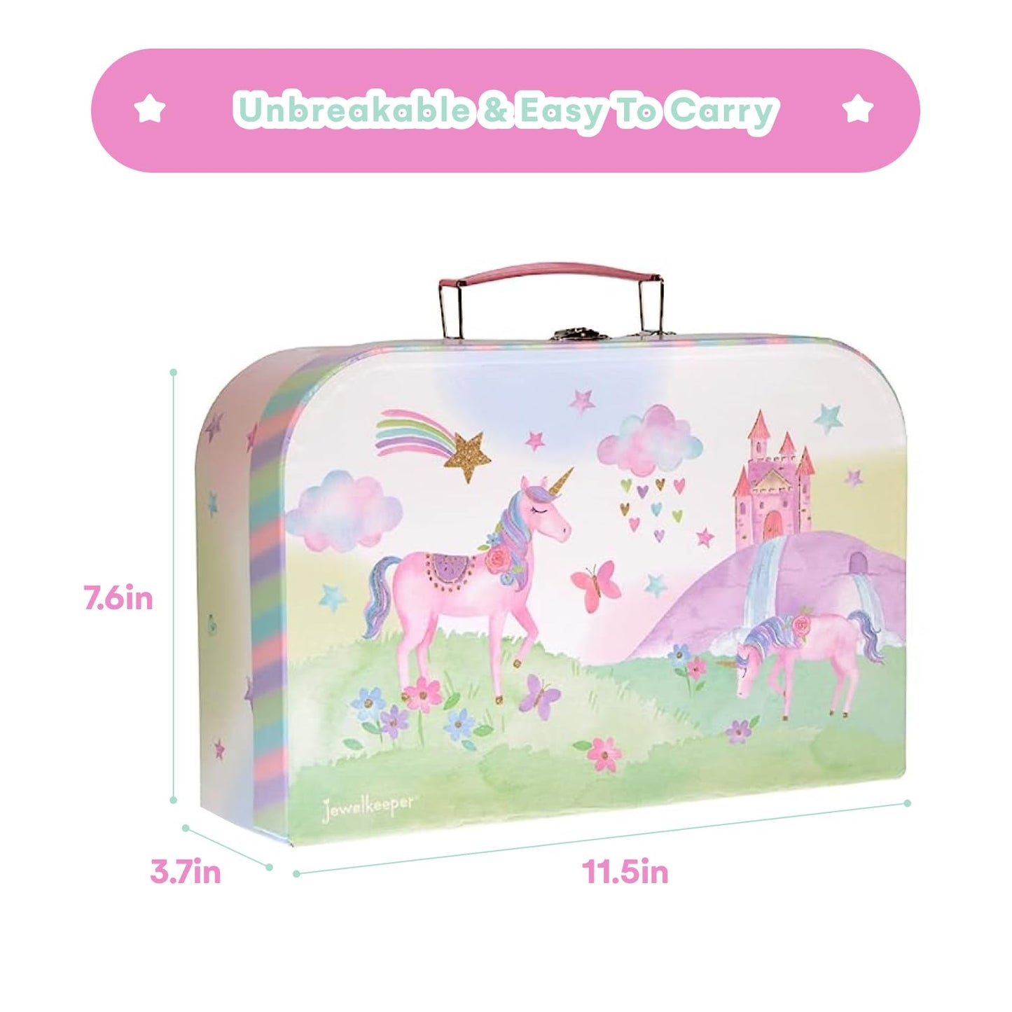 Jewelkeeper 42 Piece Tea Party Set for Little Girls Gift Pretend Kids Toy Tin Tea Set + Food & Carrying Case - Party Unicorn Design, Tea Set Kids, Toy Tea Set, Tea Set for Girls, Tea Party Set Tin