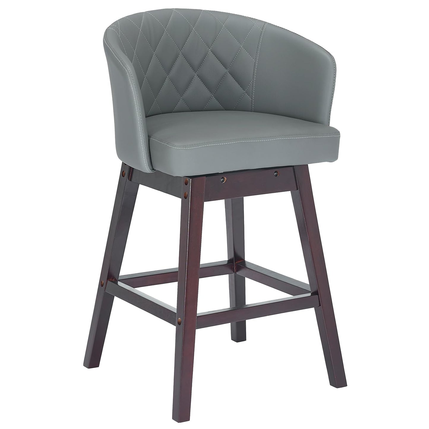 Swivel Counter Height Bar stools with Back,23" Seat Height PU Leather Upholstered Barstools,Mid Century Modern Bar Chairs for Kitchen,Island (LightGray, Set of 1)