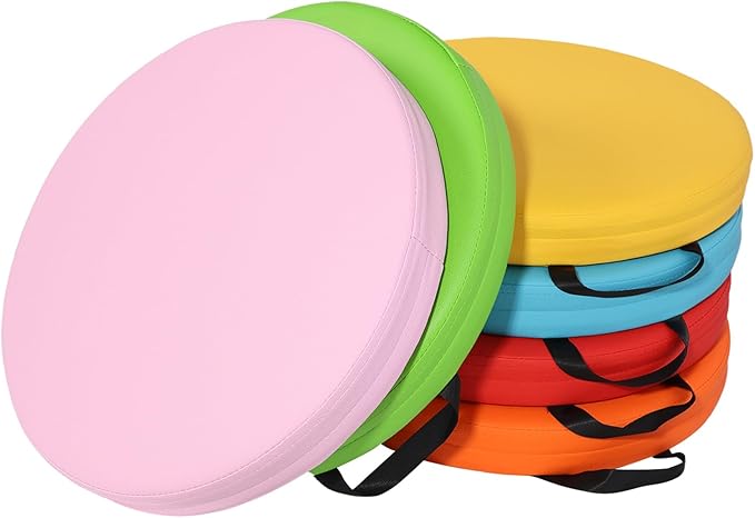 M Mute Touch 6 Pcs Flexible Floor Cushion, Waterproof Cushions Easy to Clean and Carry,16''x16''x2'' Soft Cushion for Learning Sitting Daycare Chair Yoga and Meditation (PU Leather)