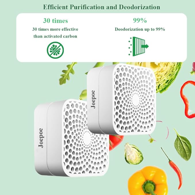 Refrigerator Deodorizer, Fridge Deodorizer Odor Eliminator 99% with10 Years Lifetime, Catalyst Air Purifier for Fridge & Freezer, Room, RV, Car, Closet, Shoe Cabinets and more (2PCS)