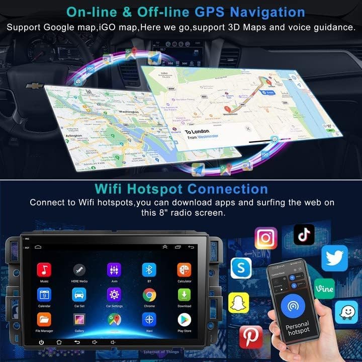 4+64 Android 13 Car Stereo Radio For Chevy Silverado Impala Gmc Sierra Buick Enclave 2007-2012, 8  Ips Touch Screen Car Radio Bu