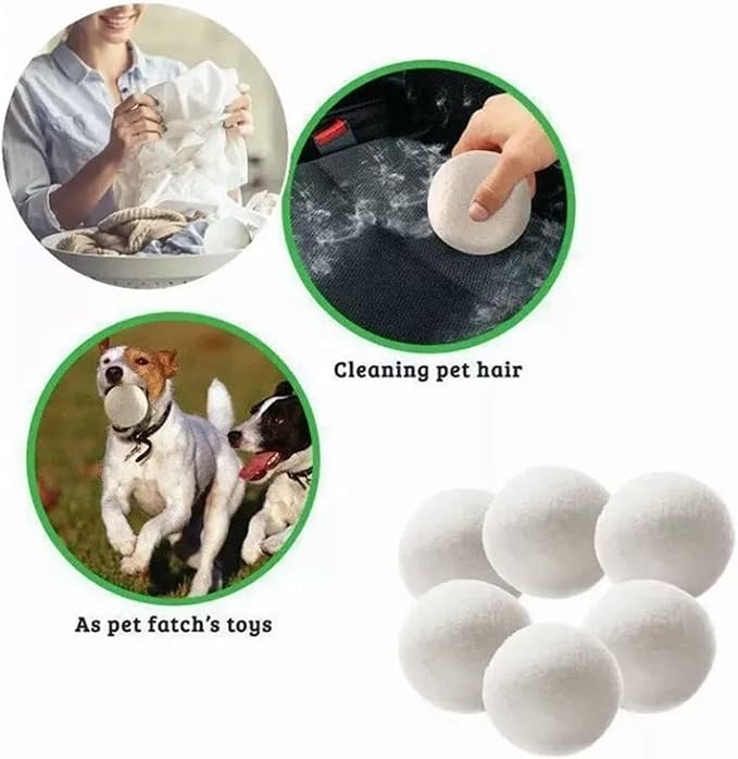 Keenso EcoFriendly Wool Dryer Balls to Shorten Drying Time and Reduce Static Electricity, Replaces Liquid Softeners, 6 Pack for Large Loads, Ideal for Sensitive Skin
