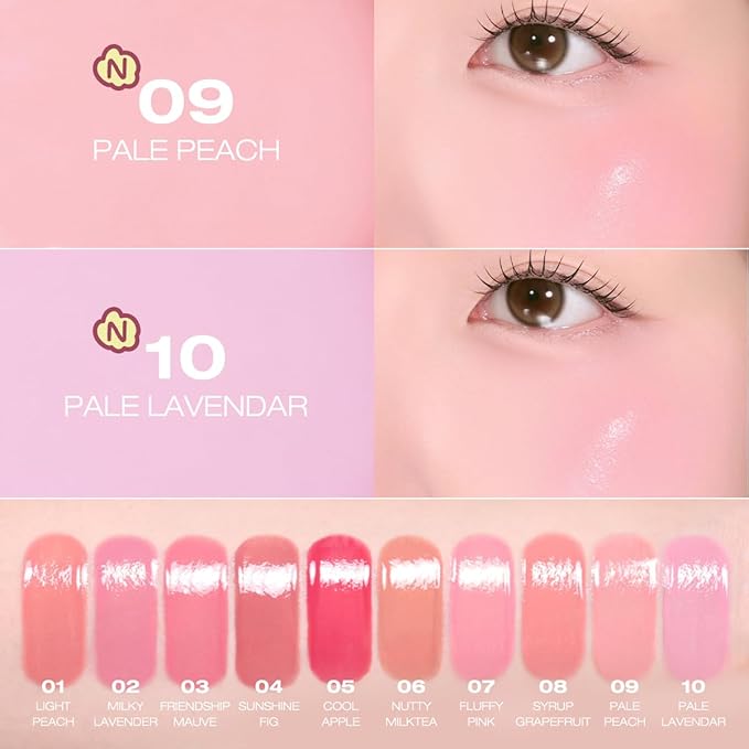 PERIPERA SYRUPY TOK CHEEK, Liquid Blush, Dewy Finish and Hydrates All day, Soft Velvet Texture Face Cheek Tint (10 PALE LAVENDER, One Size)