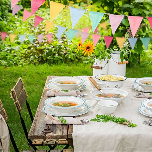 Boao 48 Pieces 36 Feet 4.9x6.7 Inch Colorful Pennant Flags Banner Imitated Burlap Bunting Banner Triangle Flag Garland for...