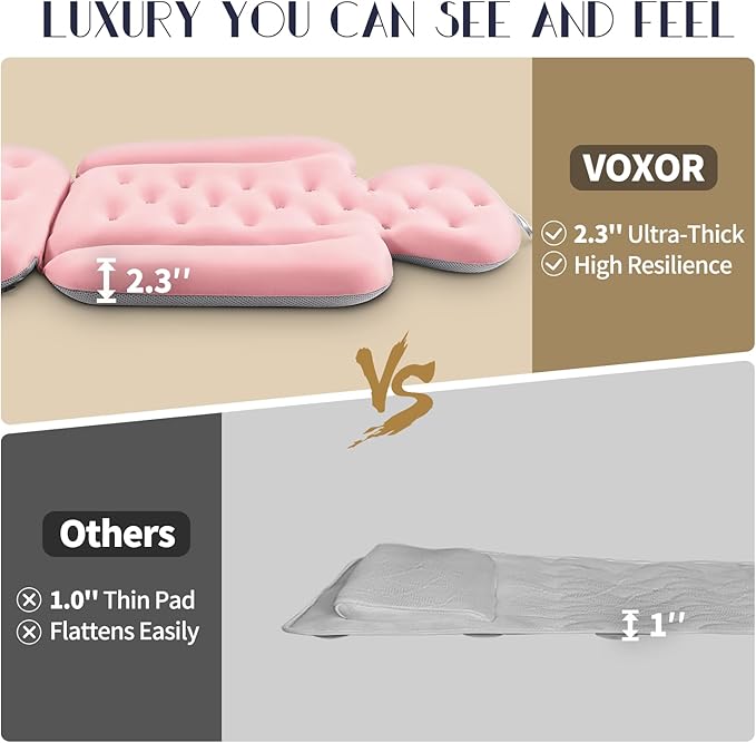 Full Body Bath Pillow for Bathtub, Thick Bathtub Cushion with Laundry Bag, Luxury Tub Pillow for Bath for Headrest Neck and Back Support Pink 56" x 16"