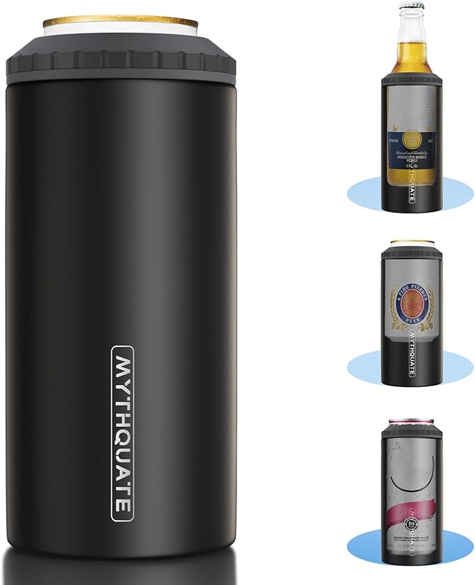 3 in 1 Slim Can Cooler for 12 OZ Skinny Can, Regular Can & Beer Bottle - Keep Cold for 6 Hours - Double Walled Insulated S...