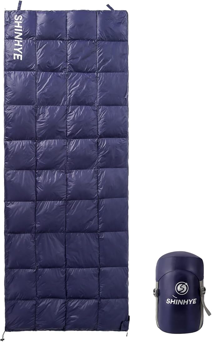 ShinHye Ultralight Adult Sleeping Bag 500g Premium Duck Down - Waterproof & Compressible 3-Season Camping/Backpacking 40-5...