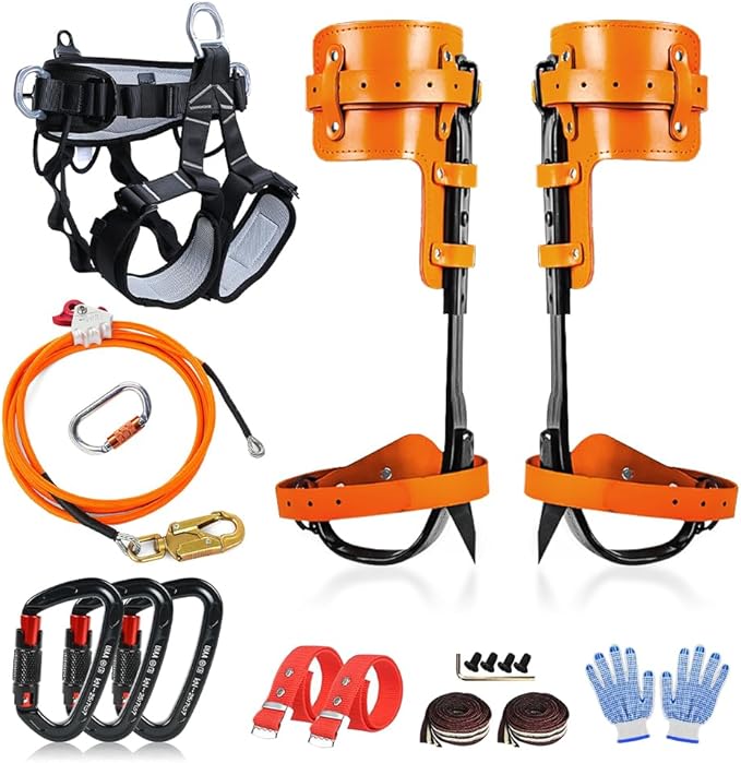 Auckyeer Tree Climbing Gear Set, Adjustable Tree Climbing Spikes Tree Climbing Tool for Tree Work