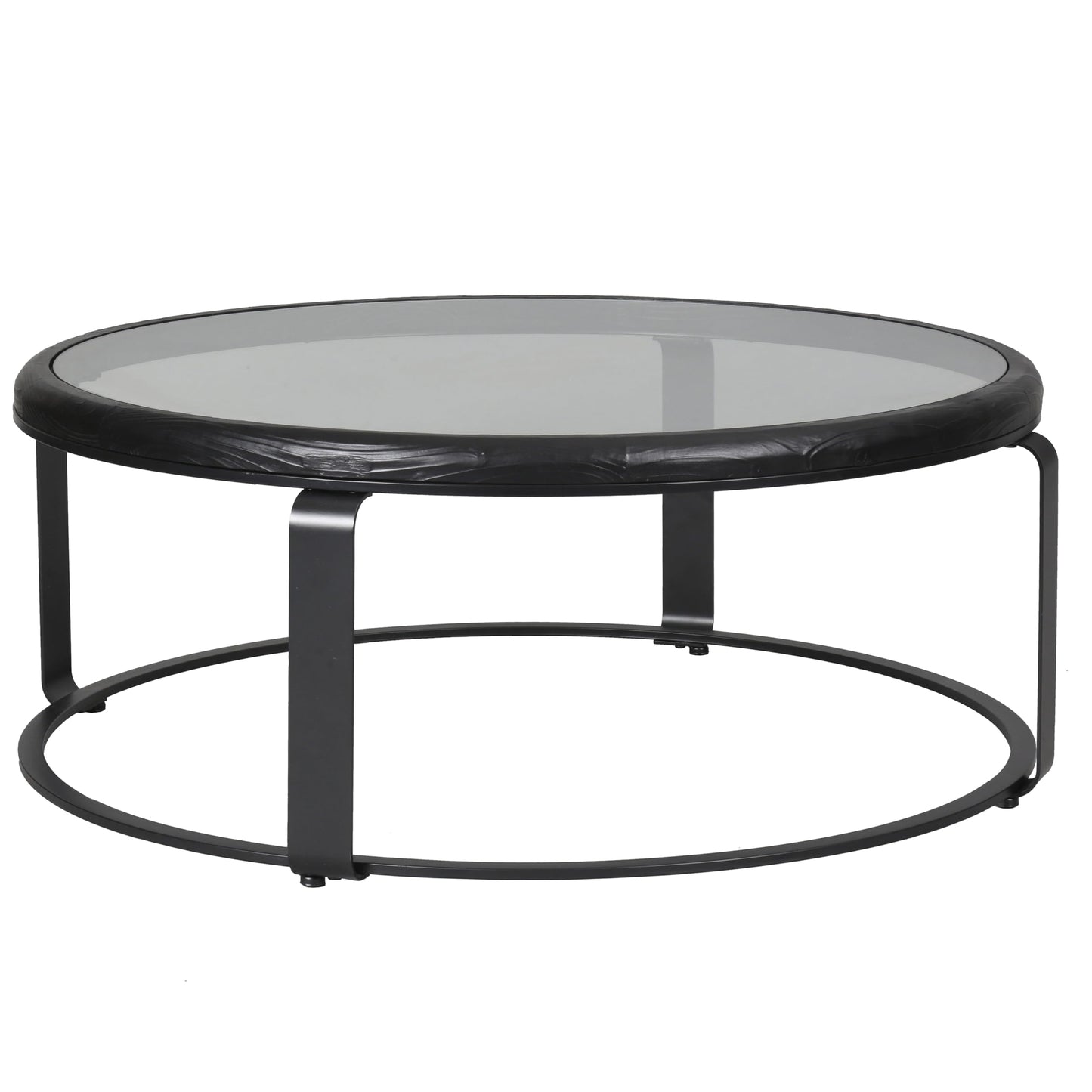 SAFAVIEH Couture Collection - Tyrese Black Metal Coffee Table, Round Clear Glass Top, Modern Minimalist Accent Table (SFV3005A)