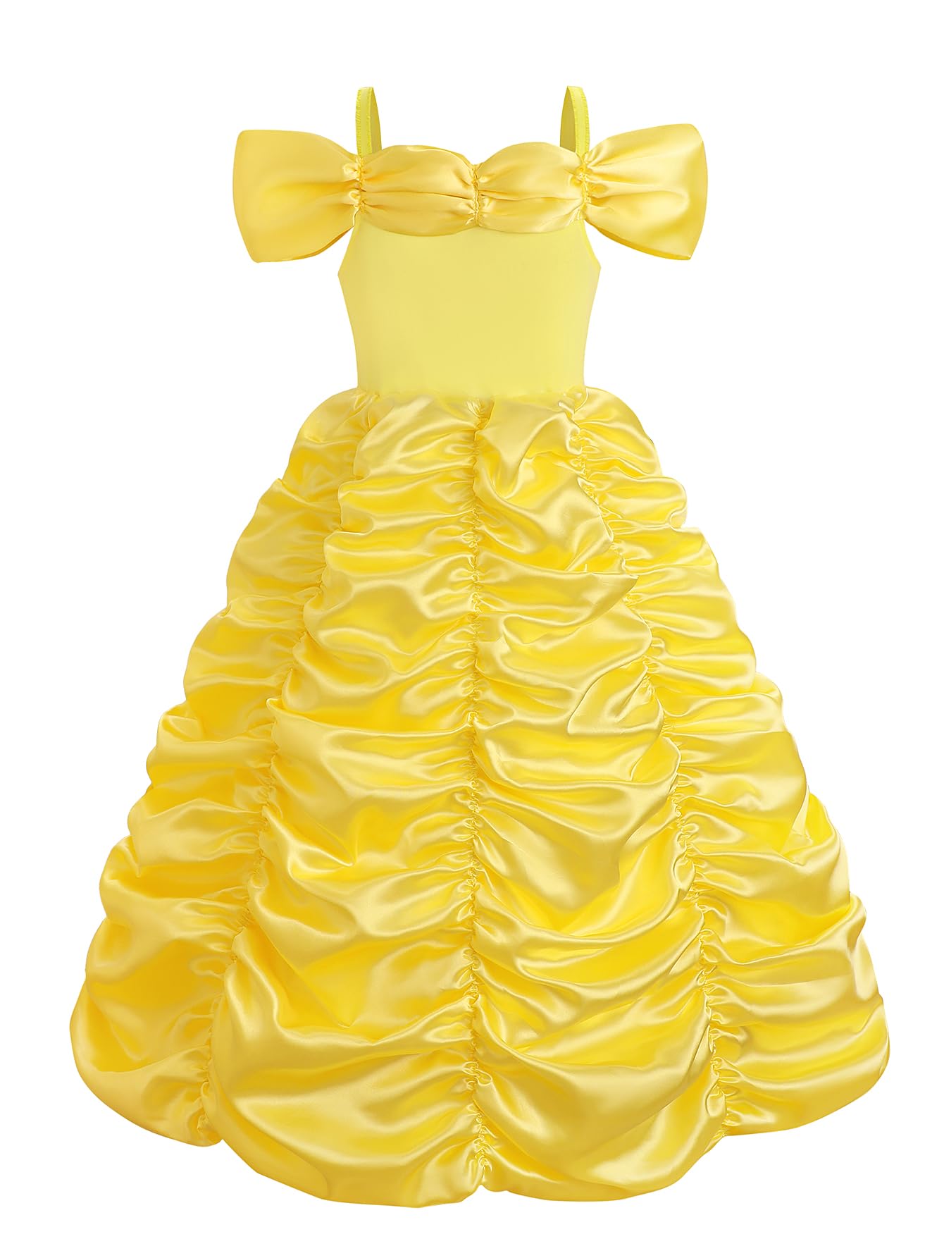 CQDY Girls Halloween Princess Belle Costume Dress Yellow Fancy Cosplay Dress Up Clothes Christmas Fairy Outfits