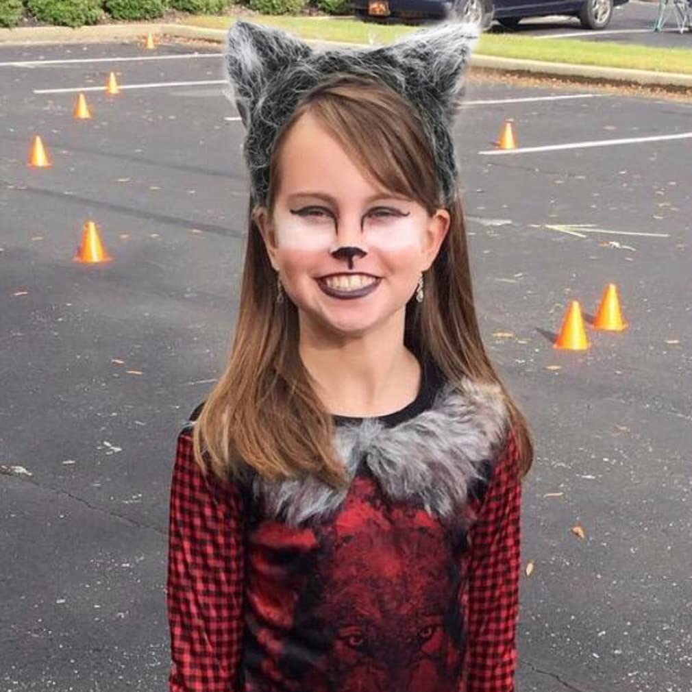 HODRME Plush Grey Wolf Ears Headband-Halloween Christmas Festival Theme Party Animal Cosplay Costume Headbands