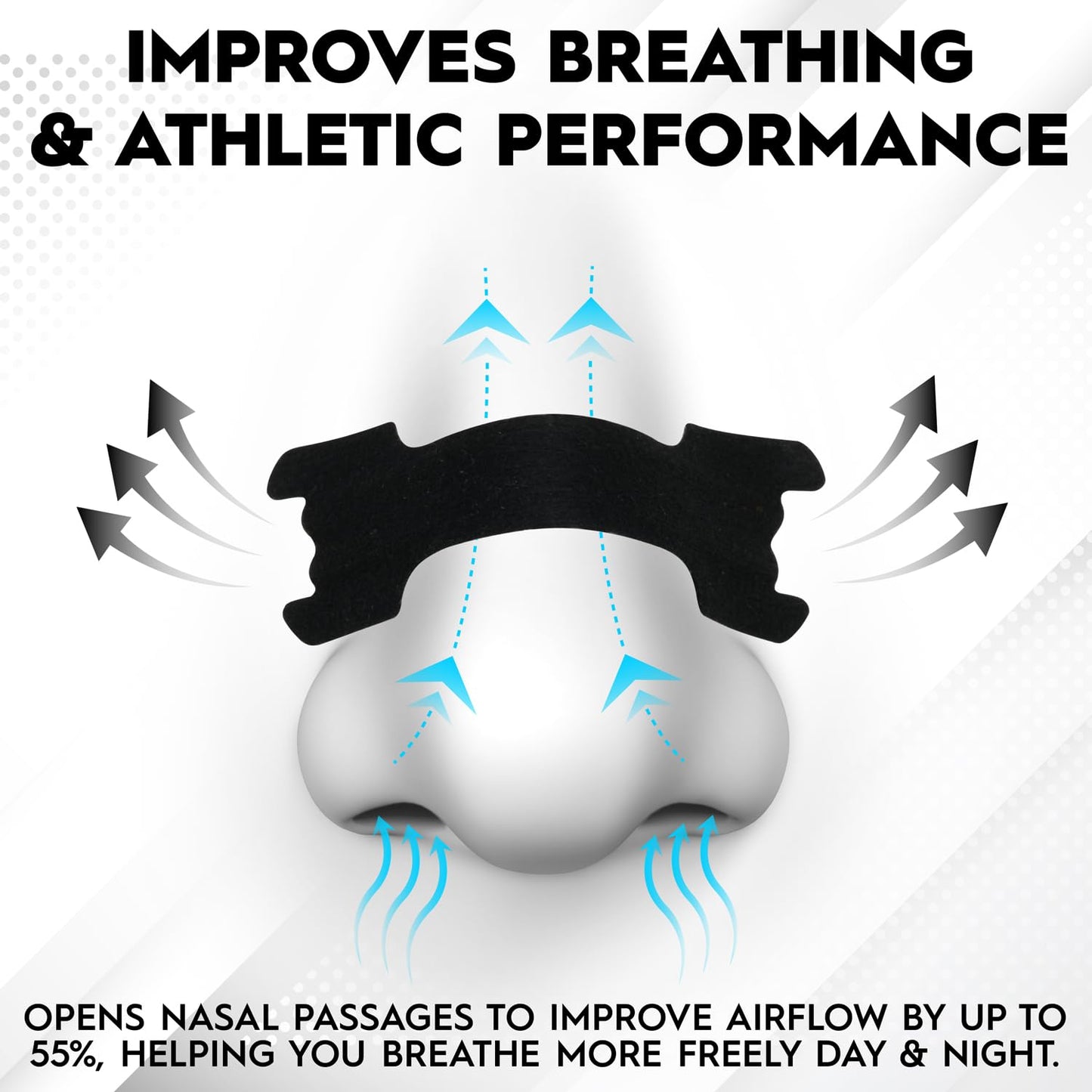 Nose Strips for Breathing (90 Count) – Performance Extra Strength, Oil & Sweat Proof Adhesive – Athletic Nasal Strips for Snoring & Sleep – Wide Body, Universal Fit, Black