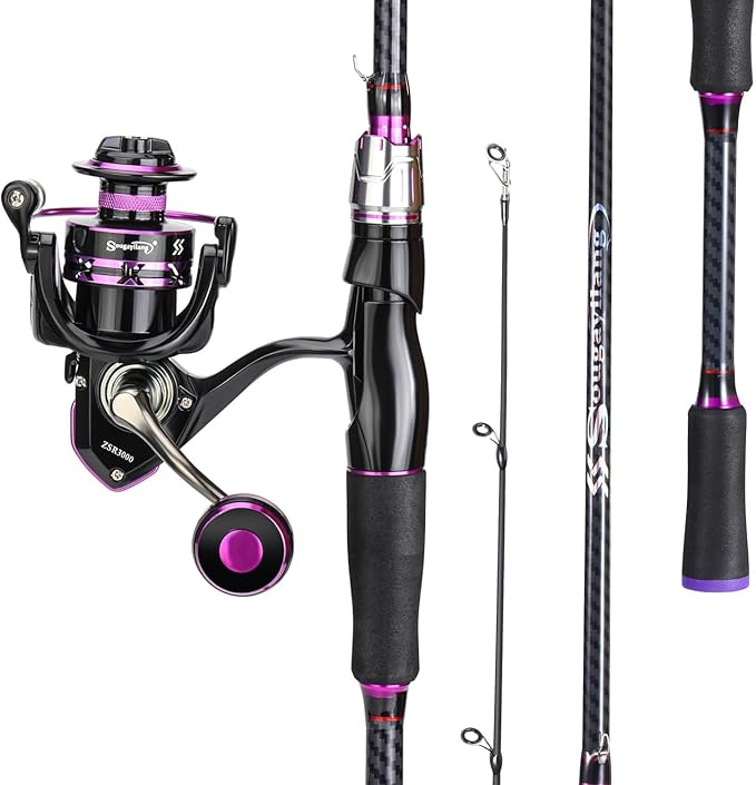 Sougayilang Spinning Fishing Combos, Carbon&Glass Fiber Composite 2 Piece Fishing Rods with 2000 Size Spinning Reel- 6'0"