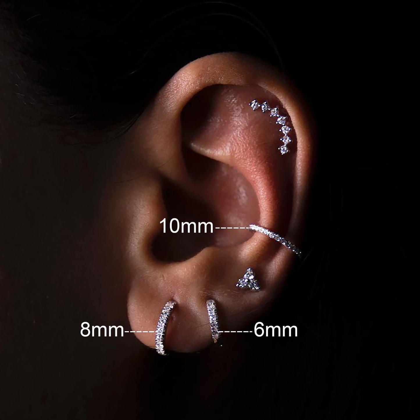 FINE4U 16G 10mm Conch Piercing Jewelry Hoop - ASTM F136 Titanium Hinged Conch Piercings Hoop Earrings, Clicker Cartilage Ring