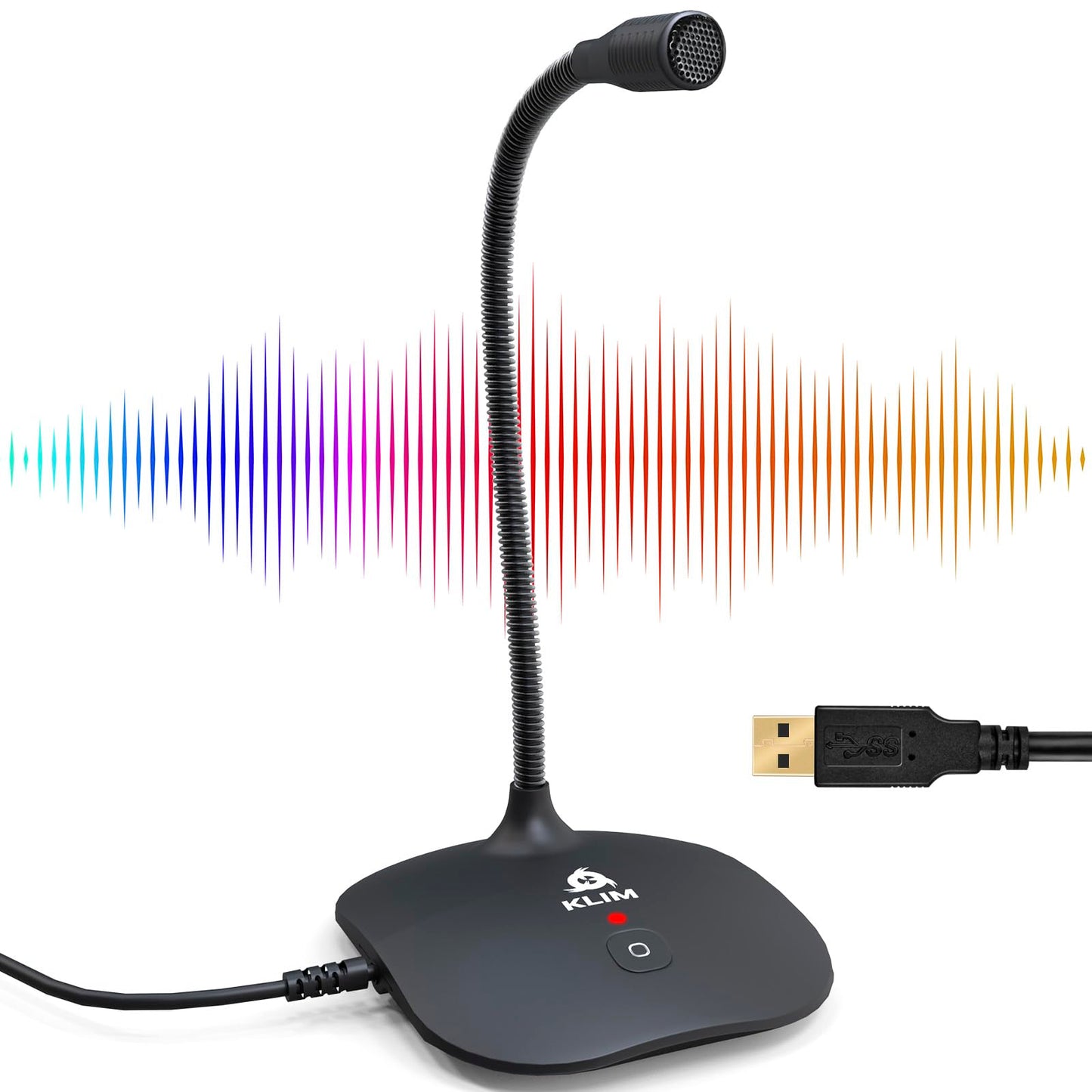 Klim Talk Usb Desk Microphone For Computer - New - Compatible With Any Pc Laptop Mac - Professional Desktop Mic With Stand - Rec