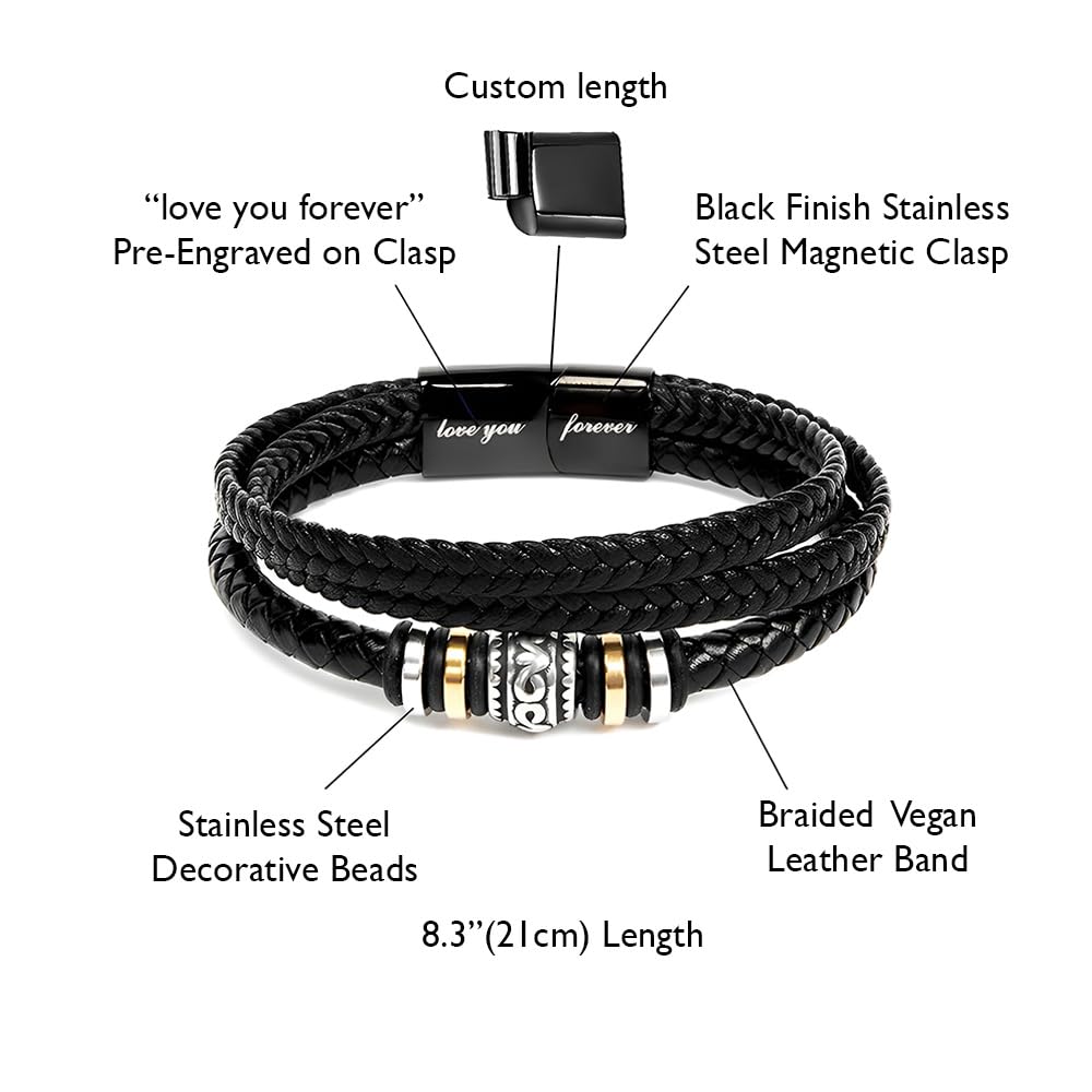 To My Brother Bracelet, Brother Bracelet From Sister, Brothers Bracelets Gift, Braided Leather Stainless Steel Bracelets Gifts For Brothers With Message Card & Box For Wedding Birthday Christmas