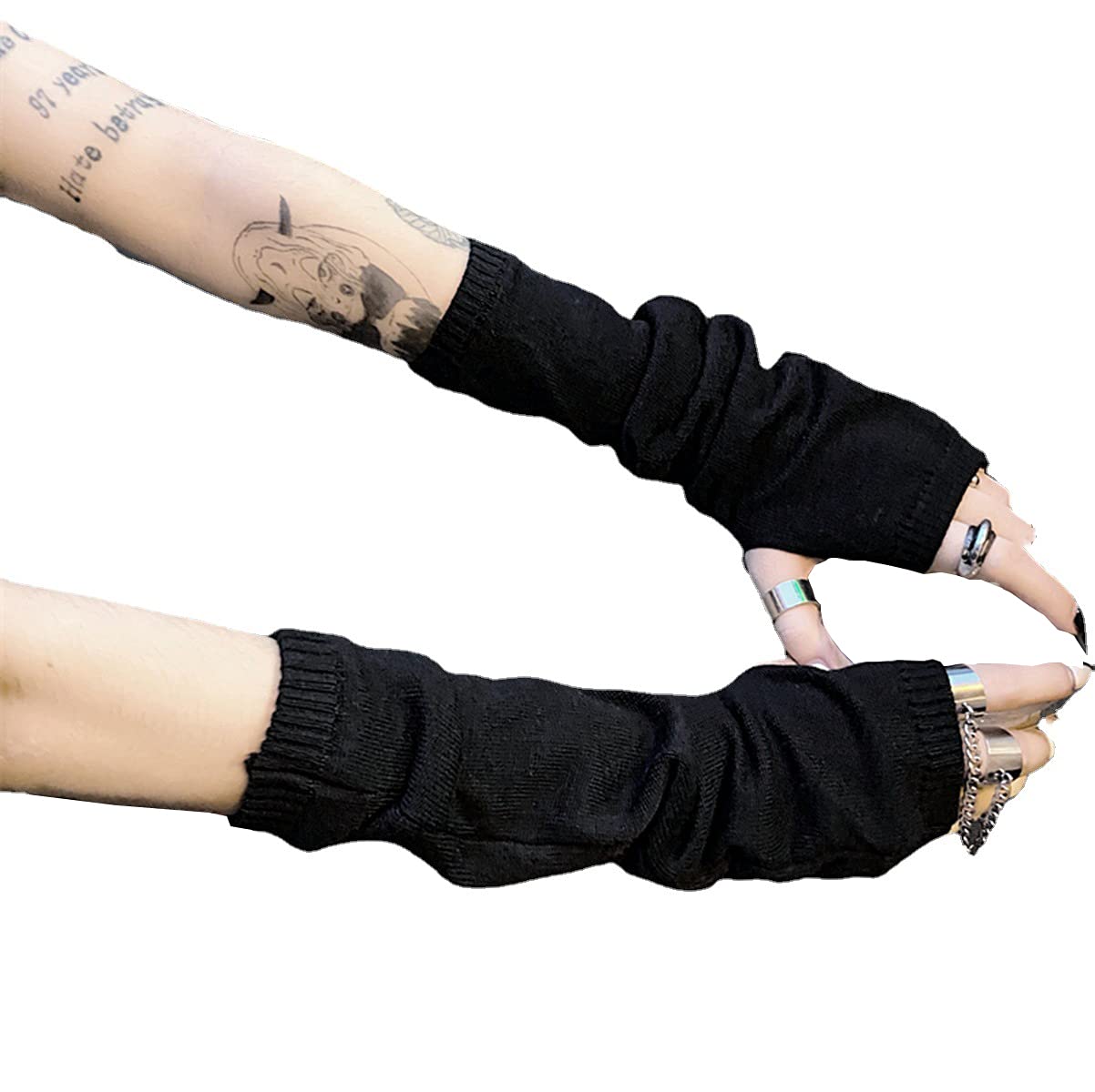 Skateboard Frog Women Gloves Goth Arm Sleeve Cool Black Moon Cross Printed Hip Hop Arm Warmers