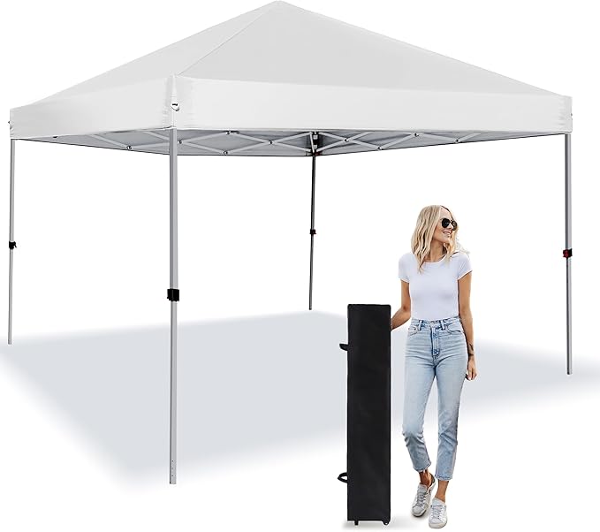 LANMOUNTAIN Pop Up Canopy Tent 8X8 FT,Easy Set-up Sade,Instant Shelter w/Canopy Cover,4 Ropes,Adjustable Straight Leg Heig...