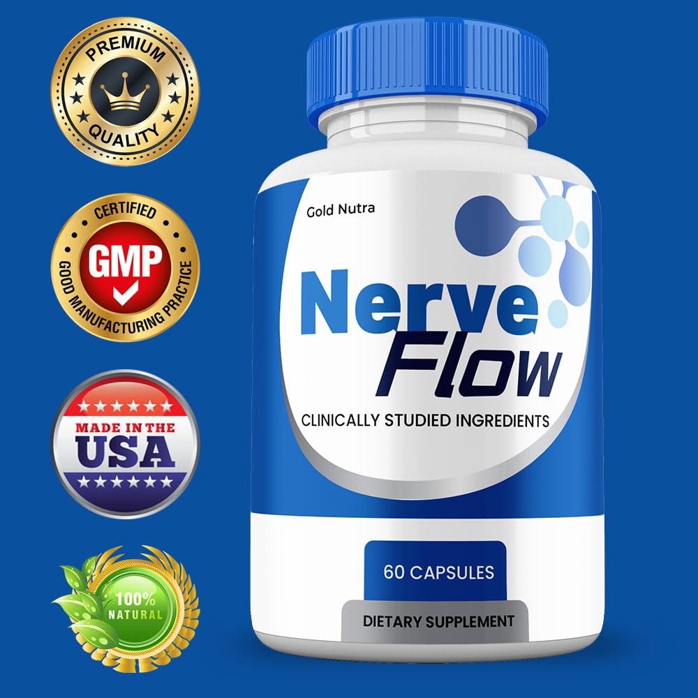 Nerve Flow Supplement Pills, NerveFlow All Natural Nerve and Cognitive Supplement Pills, 2 Month Supply (2 Pack)