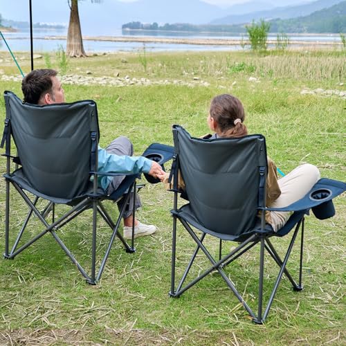 TIMBER RIDGE Oversized Folding Camping Chair for Adults, Support 550 LBS Heavy Duty with Cup Holder Side Pocket for Campin...