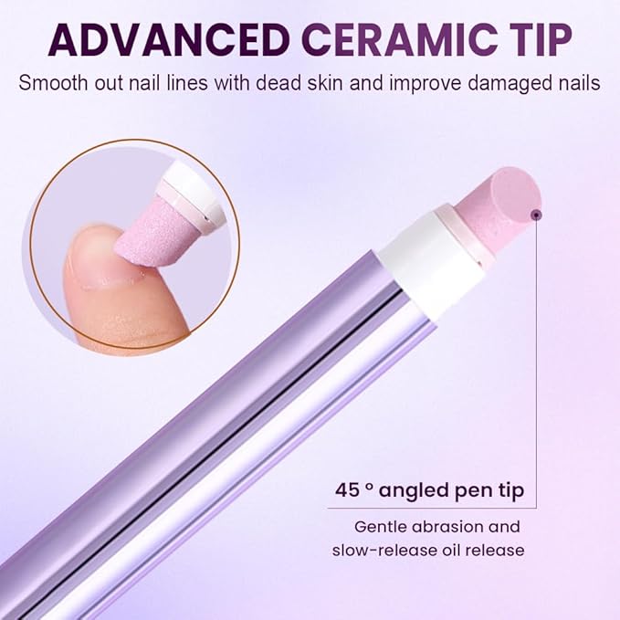 Yilia 3-in-1 Nail Care Pen, Cuticle Oil Pen & Pusher with Ceramic Tip, Moisturizes & Strengthens Nails (1 Fl Oz)