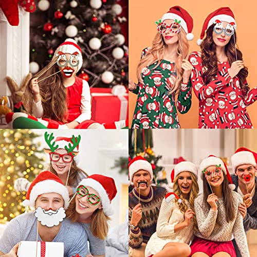 ILamourCar 32 Pcs Christmas Photo Booth Props, Funny Christmas DIY Selfie Props for Adults Kids Xmas Decoration Supplies