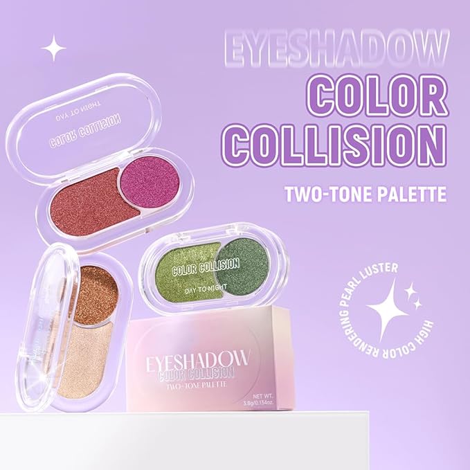 2Pcs Shimmer Green Eyeshadow Roses Double Colors Palette, High Pigment Eye Shadow Powder, Blendable Smooth and Texture Waterproof, Smudge-proof, Durable and Long-lasting Makeup Palette 02#+04#