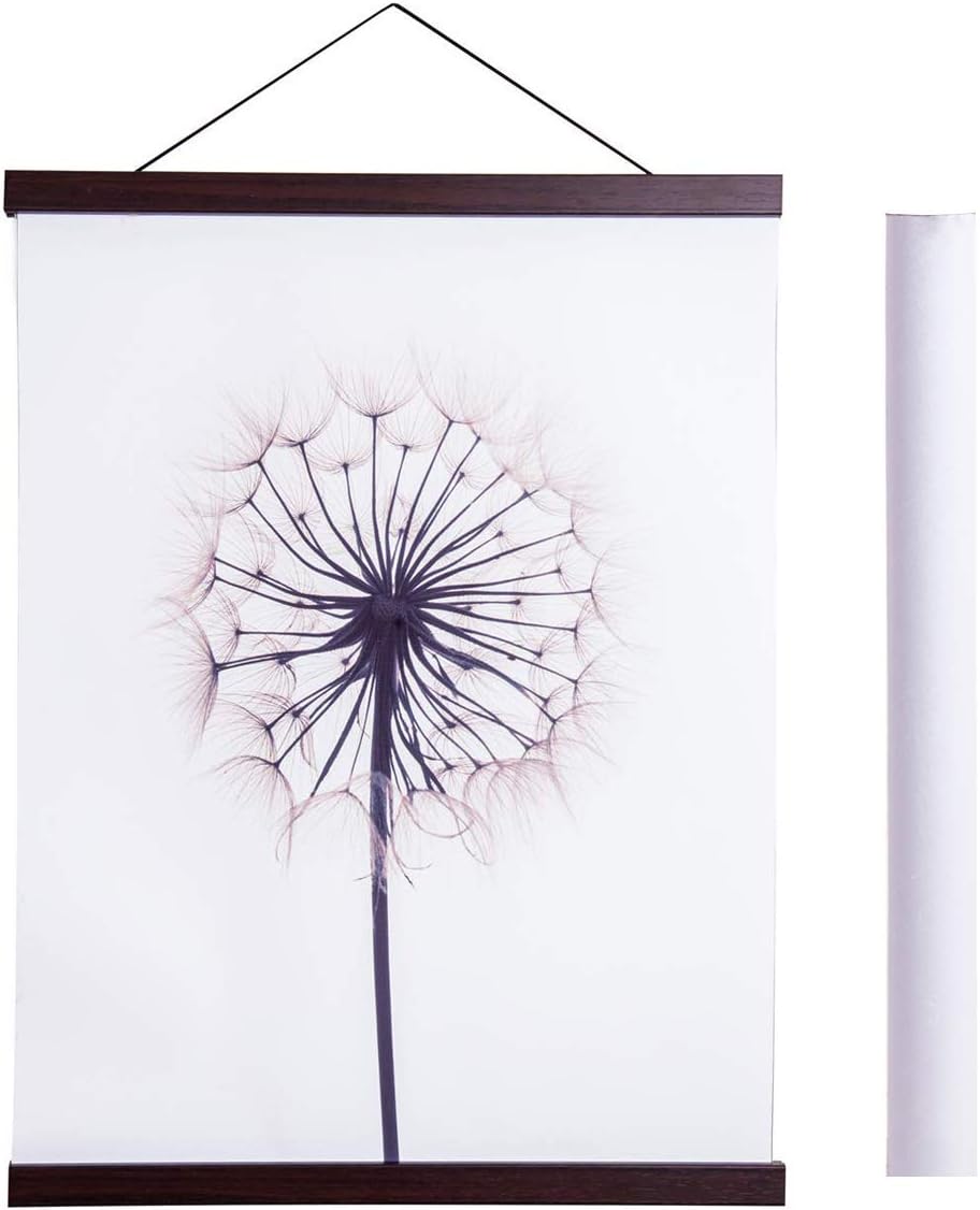 Artmag Magnetic Poster Hanger Frame, Light Wood Wooden Magnet Canvas Artwork Print Poster Hangers for 15x36 15x30 15x21 Frames Hanging Kit (Walnut, 15")