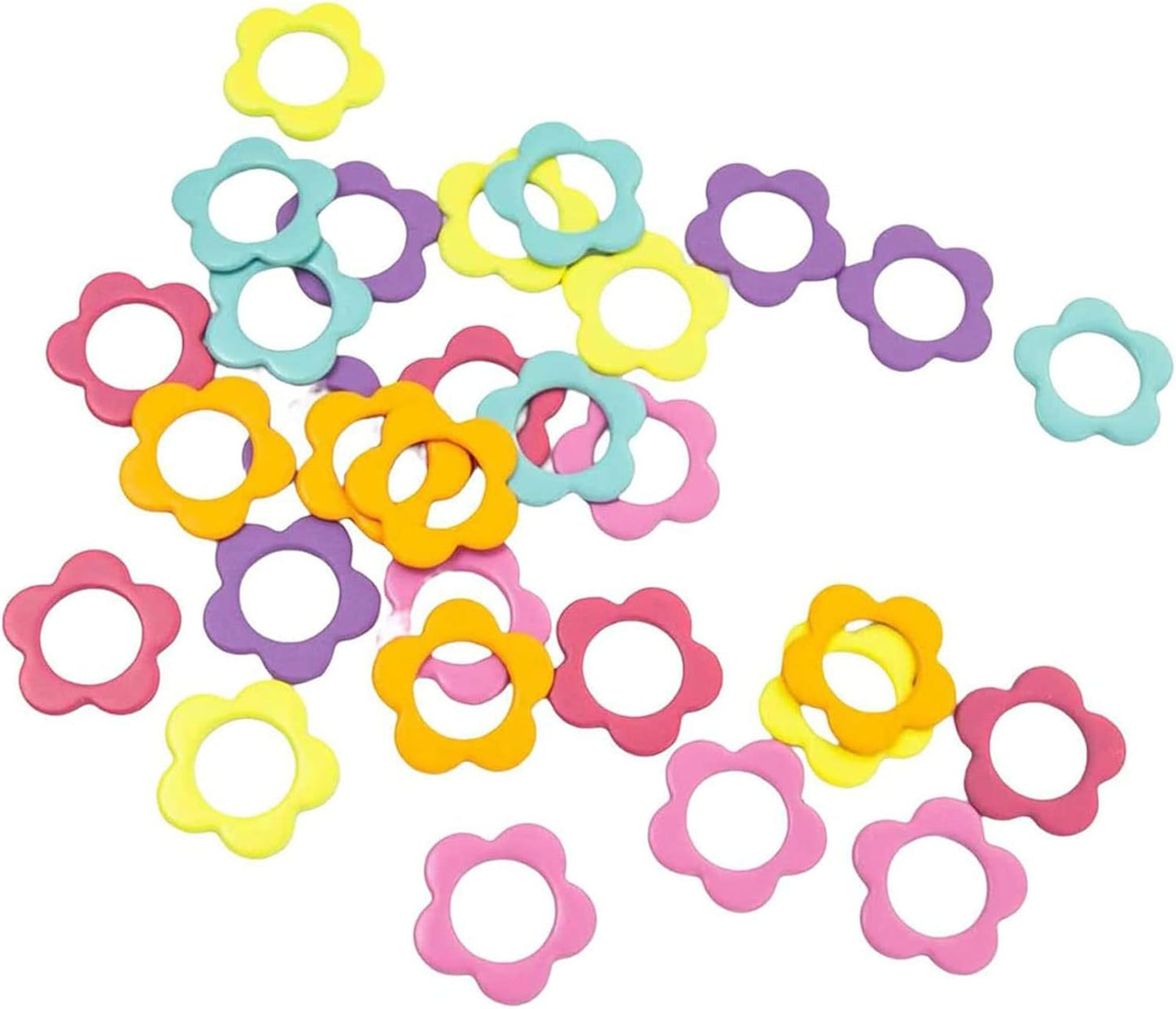Hilsayum 60PCS Multicolor Stitch Markers Flower Shape Metal Ring Stitch Stoppers Mini Crochet Locking Markers with Wooden Storage Box (Multicolor)