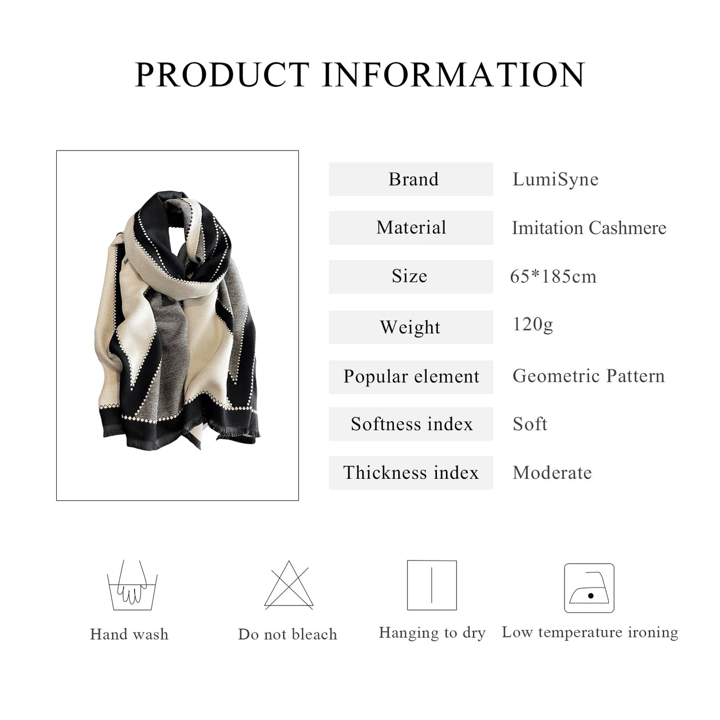 LumiSyne Winter Scarf Cashmere Shawl Women Men Fashion Geometric Pattern Warm Pashmina Scarf With Tassel Soft Long Wrap Stole
