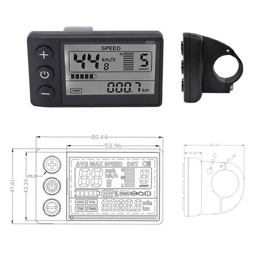 Estink Electric Brushless Controller Kit, 36/48V 500/750W Electric Scooter Brushless Controller Kit with LCD 866 Display Meter 22A9 Tube Fits for 22.2mm / 0.9in Handlebars
