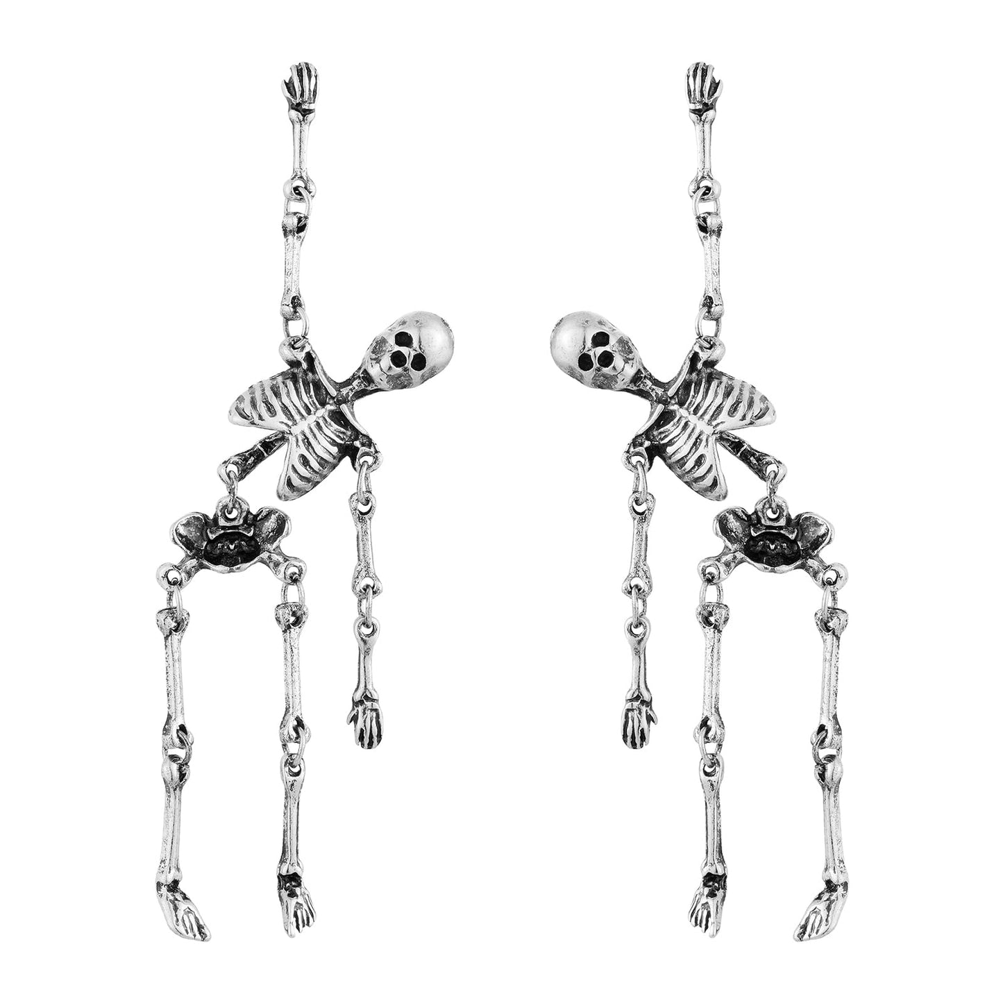 HAISWET Skeleton Skull Earrings Halloween Jewelry Antiqued Silver Color