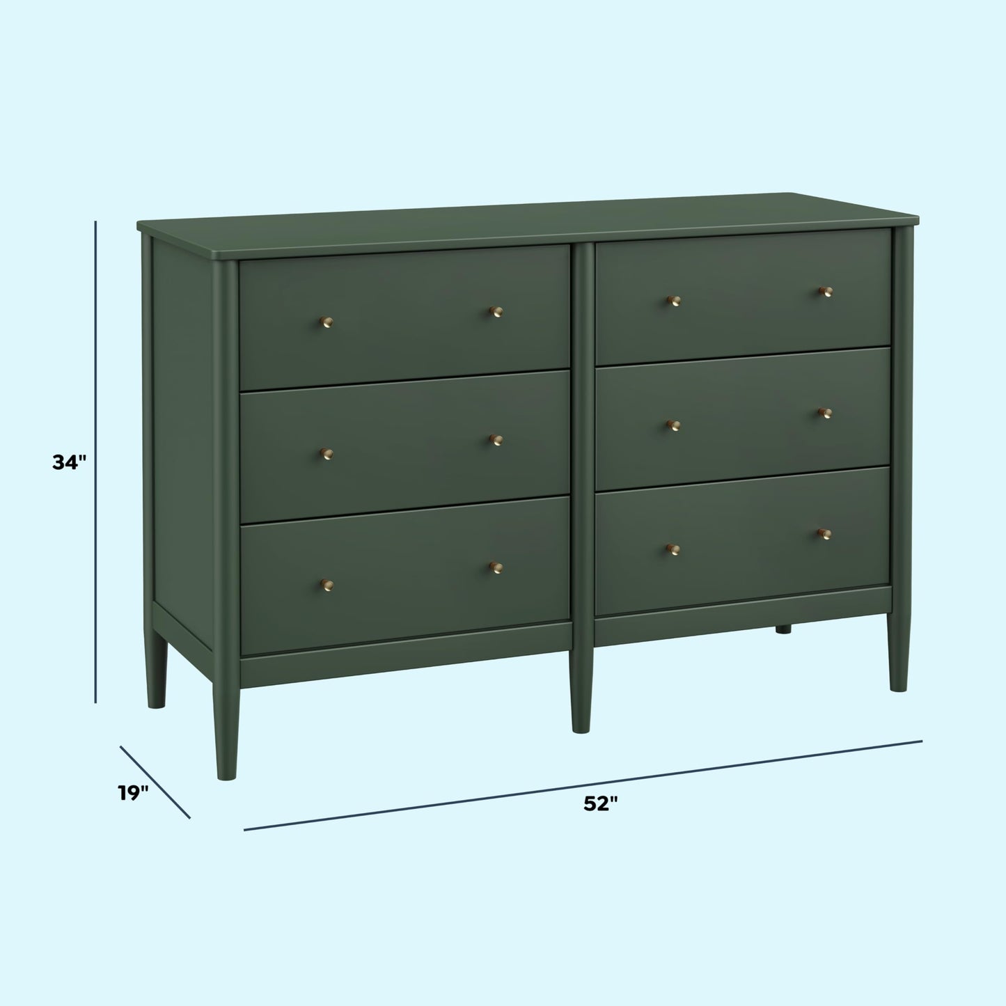 DaVinci Frem 6-Drawer Dresser in Forest Green