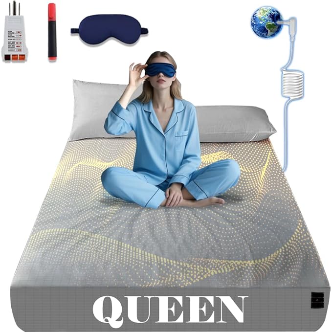 NAGS® Grounding Sheets,Grounding Bedding Sheet, Soft Cotton with Pure Silver Fitted Grounded Sheet for Improved Sleep,Pain Relief (Light Gray, Queen,60 * 80 * 13.5inch)