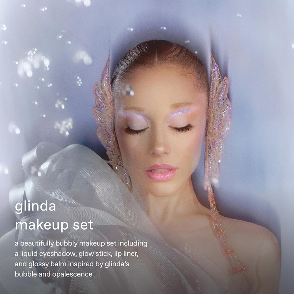 r.e.m. beauty by Ariana Grande Wicked: For Good | Glinda Makeup Set | Waterpoof Eye Shadow, All Over Glow Stick, Creamy Lip Liner, Glossy Lip Balm | 4 Full Size Products