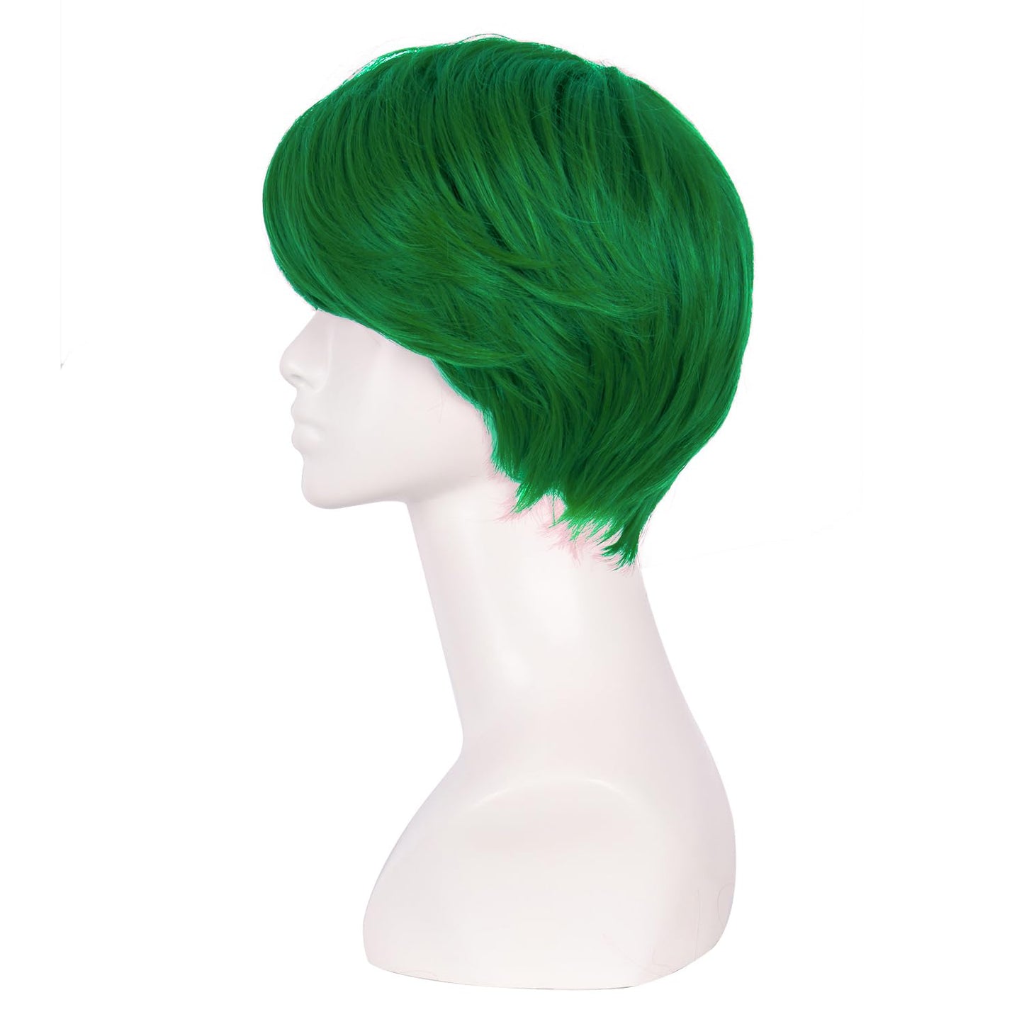MapofBeauty 10 Inch/25 cm Side Bangs Fashion Men Short Curly Hair Cosplay Wig (Grass Green)