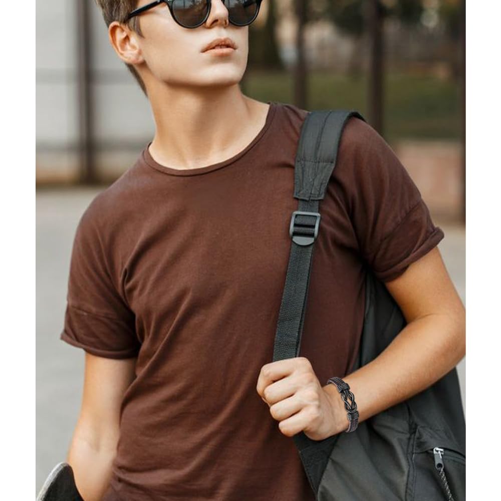 Leyung Christmas Birthday Gifts for Brother in Law, Leather Knot to My Brother-in-Law Bracelet, Best Cool Jewelery Gifts for Men Teenage Boys