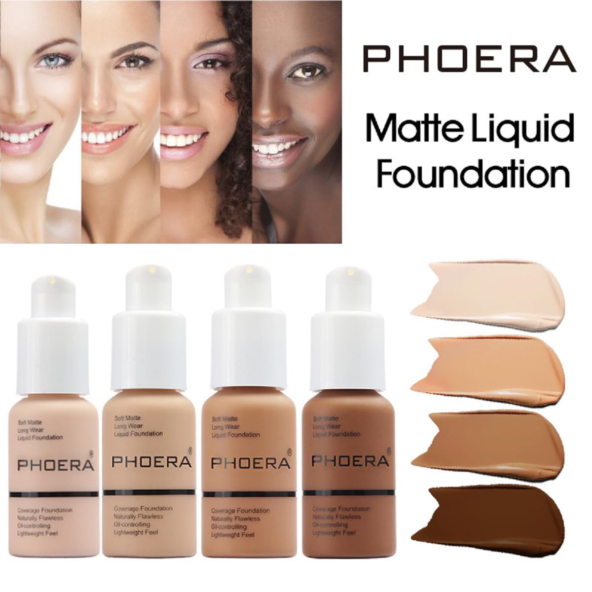 2 Pack Meifen Foundation 103# Warm Peach and 104# Buff Beige,Full Coverage Flawless Soft Matte 24 HR Oil Control Waterproof Conc