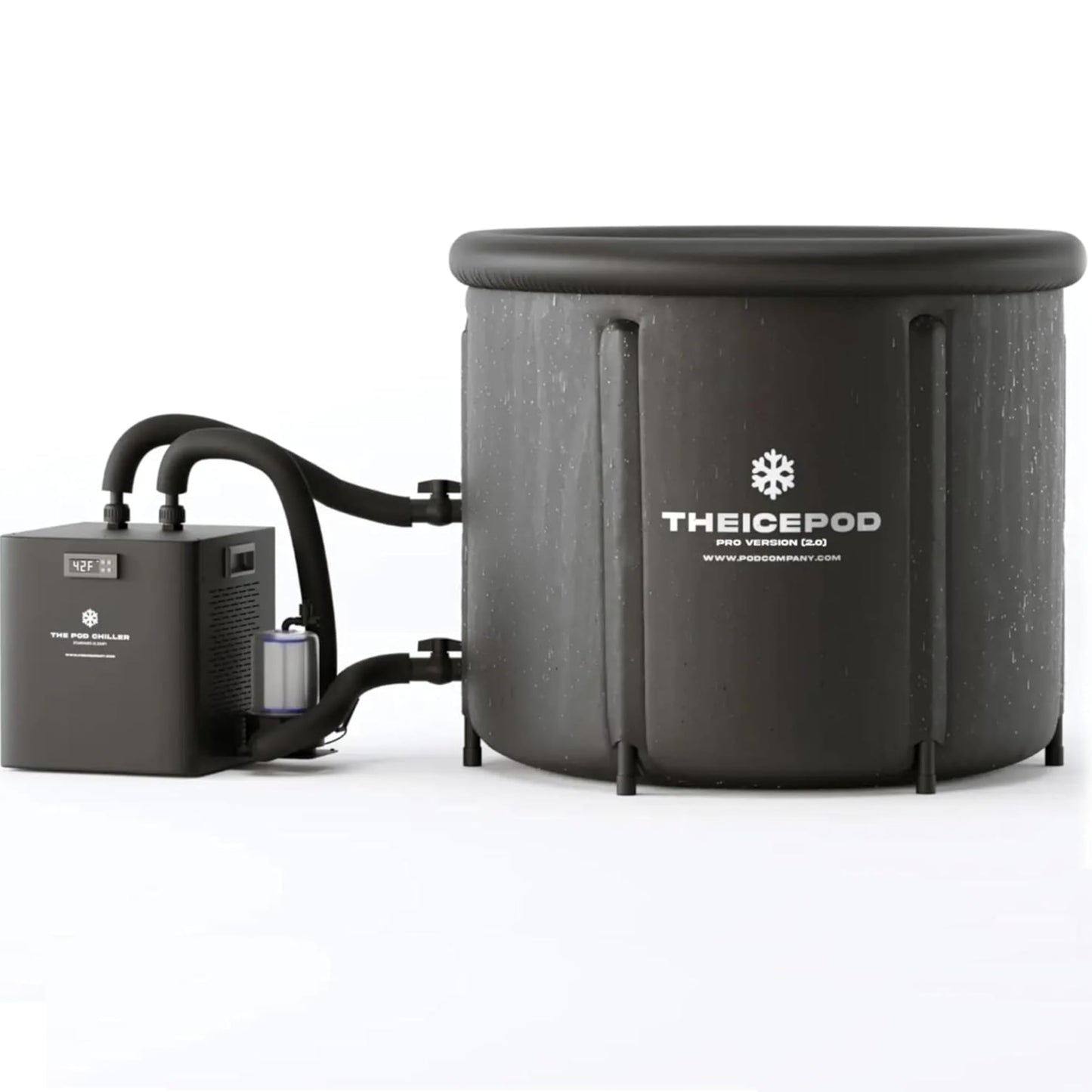 The Pod Company Ice Pod Pro Cold Plunge Tub + 1/3 HP Water Chiller Bundle, 110 Gal Insulated Ice Bath, 41°F Cooling System, Ice-Free Cold Therapy, Full Setup Kit